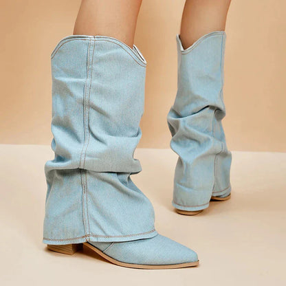 Fashion Boots Denim Cowboy Chic
