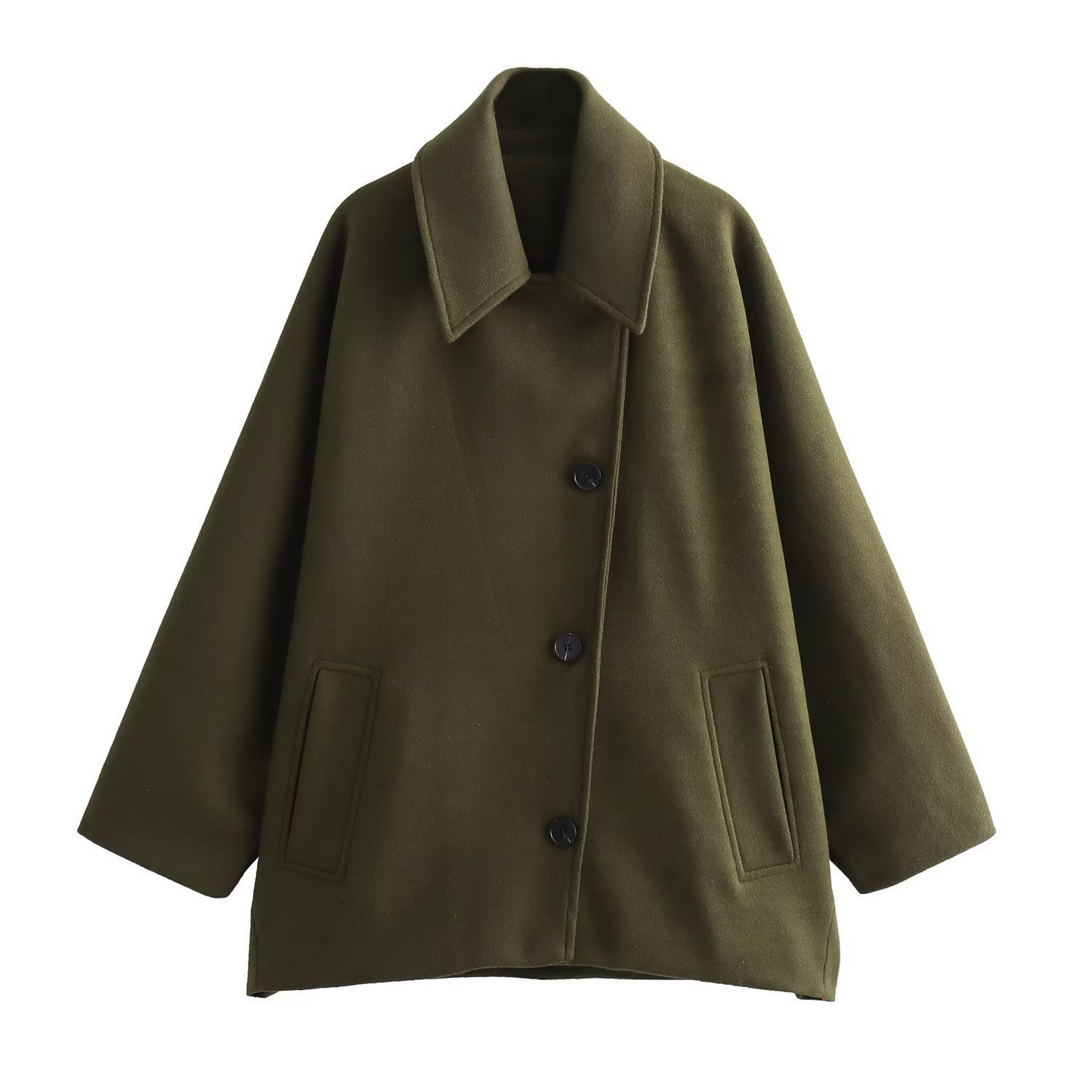 Oversized Women's Coat Wool Look Batwing Sleeves