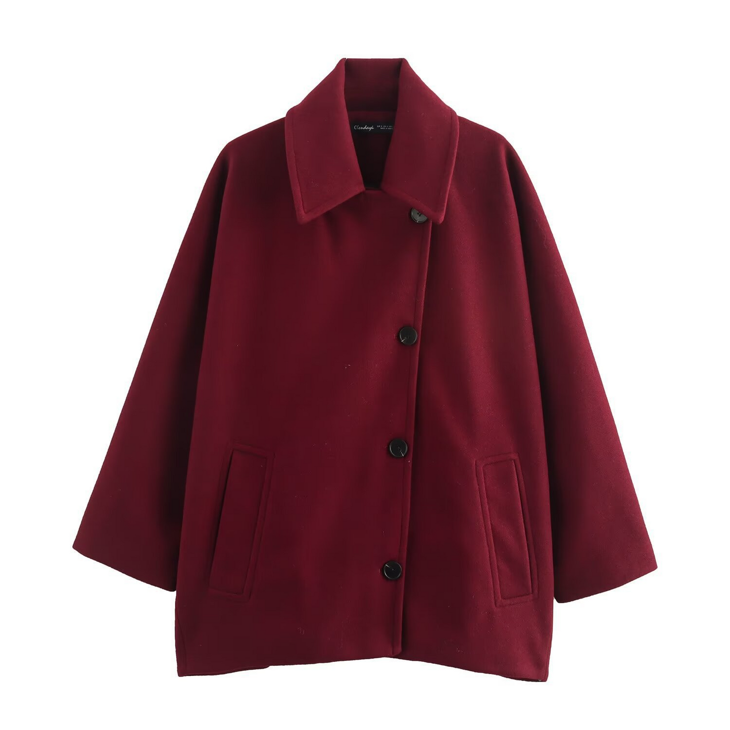 Oversized Women's Coat Wool Look Batwing Sleeves