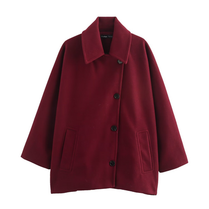 Oversized Women's Coat Wool Look Batwing Sleeves