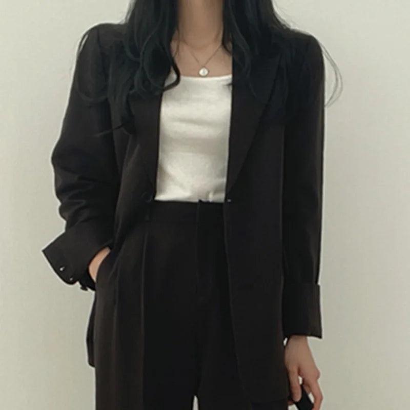 Women's Business Suit Set Long Blazer Elegant Modern