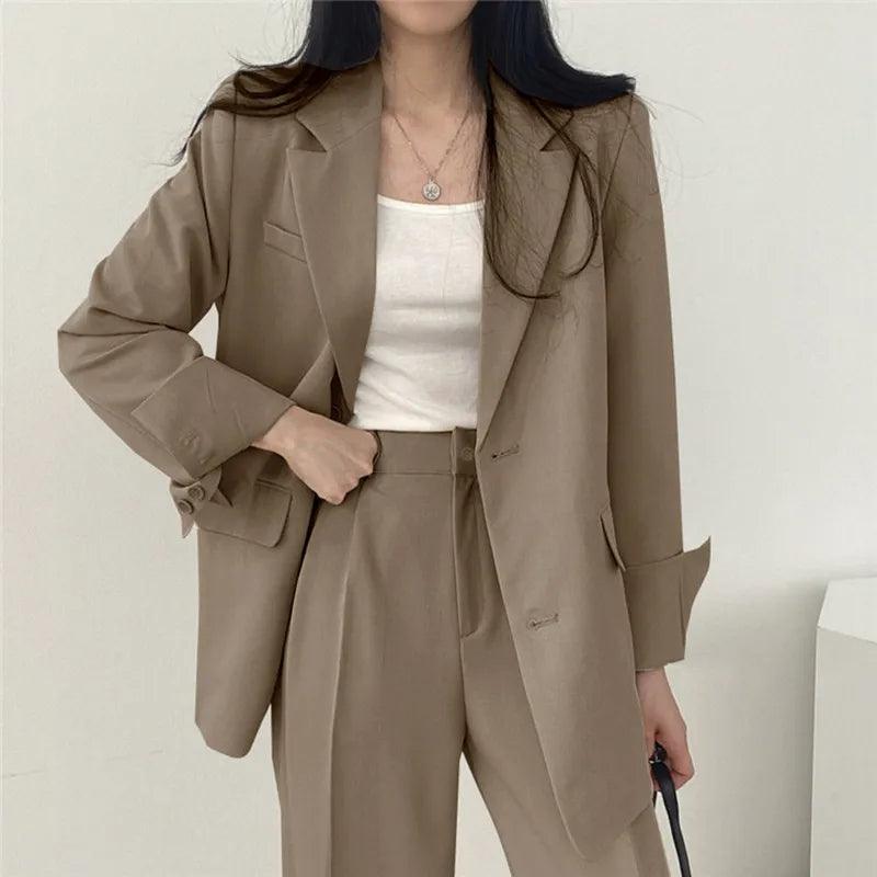Women's Business Suit Set Long Blazer Elegant Modern