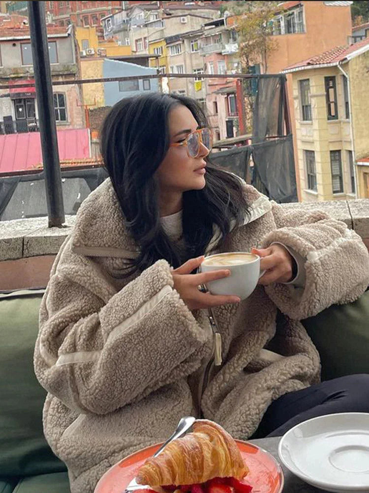 Teddy Mantel Oversize Weich - IdealeKleiden