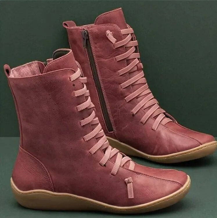 Robust genuine leather winter boots