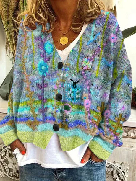 Retro Women's Cardigan Autumn Colors