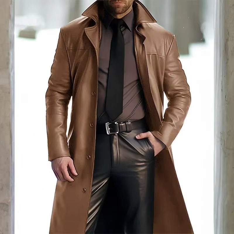 Men's Winter Coat Long Button Placket Elegance