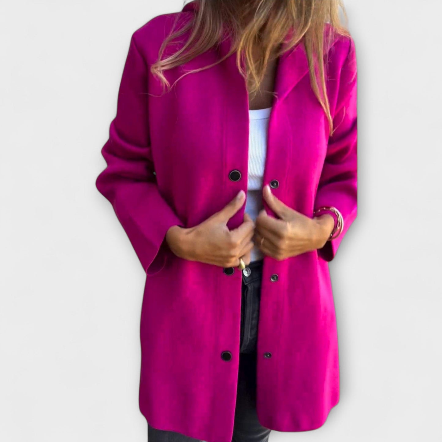 Women's Modern Hooded Jacket with Buttons
