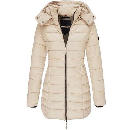 Women's Mid-length Slim Fit Hooded Jacket