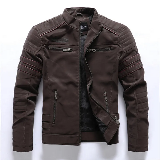 Motorradjacke Slim Fit Fleece gefüttert Reißverschluss - IdealeKleiden