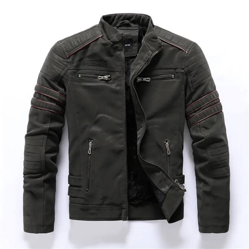 Motorcycle Jacket Slim Fit Fleece Lined Zipper