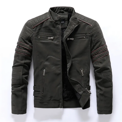 Motorcycle Jacket Slim Fit Fleece Lined Zipper
