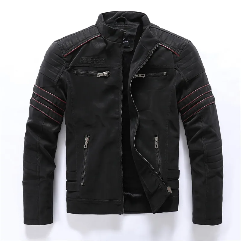 Motorcycle Jacket Slim Fit Fleece Lined Zipper