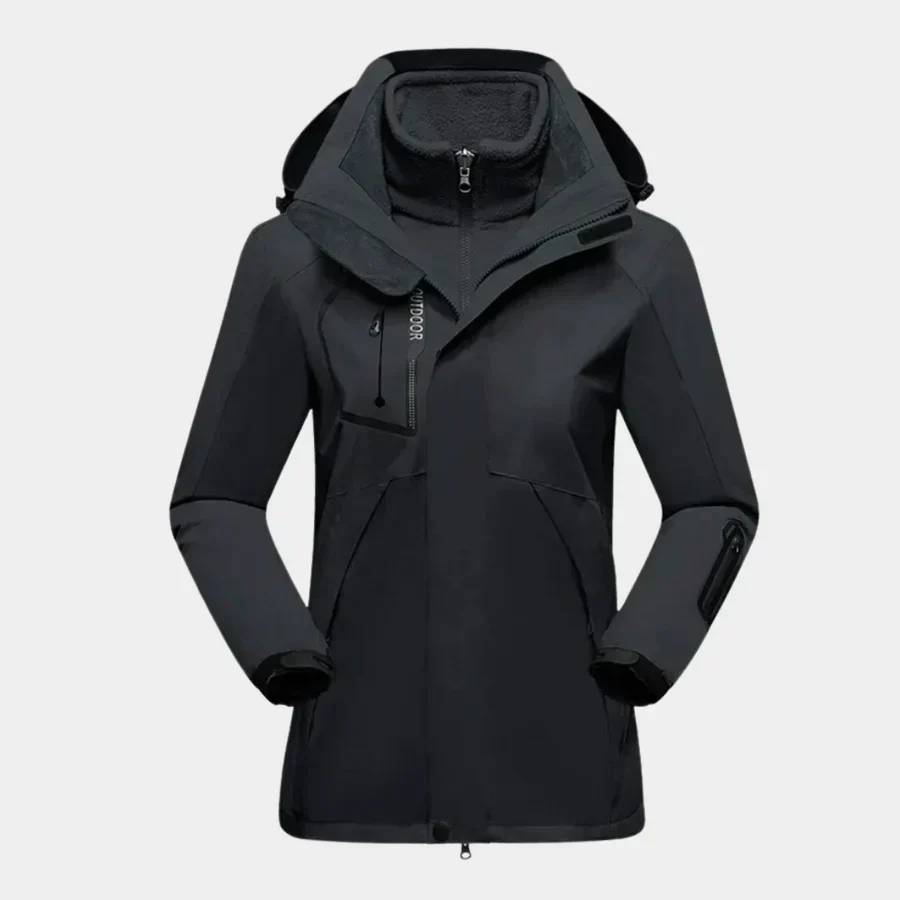 Water-repellent outdoor jacket with 2-in-1 fleece lining