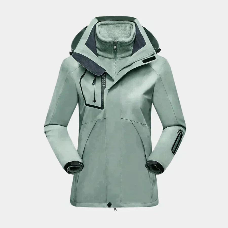 Water-repellent outdoor jacket with 2-in-1 fleece lining