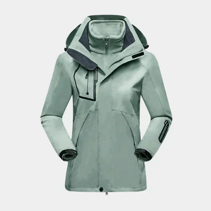 Water-repellent outdoor jacket with 2-in-1 fleece lining
