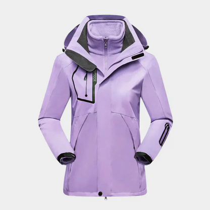 Water-repellent outdoor jacket with 2-in-1 fleece lining