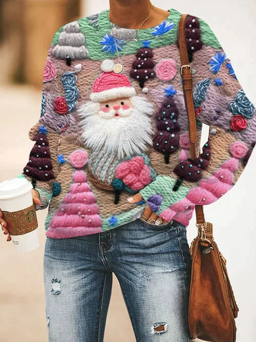Santa Claus Pullover Pink Women's Winter