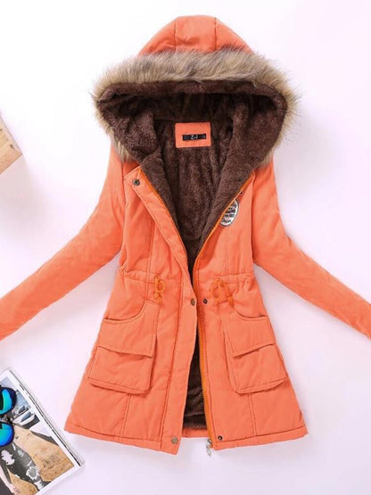 Winter Parka Jacket Warm Fur Hood