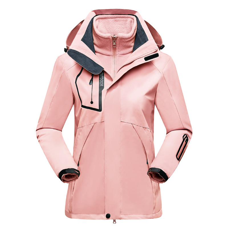 Water-repellent outdoor jacket with 2-in-1 fleece lining