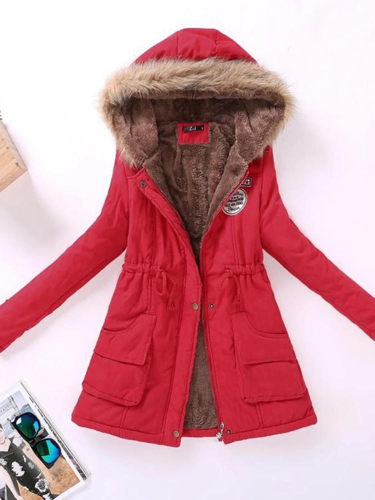Winter Parka Jacket Warm Fur Hood
