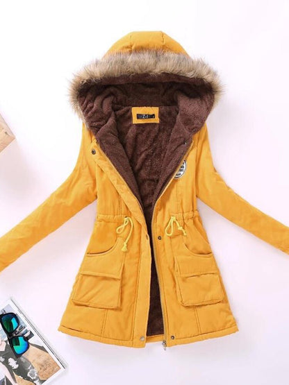 Winter Parka Jacket Warm Fur Hood