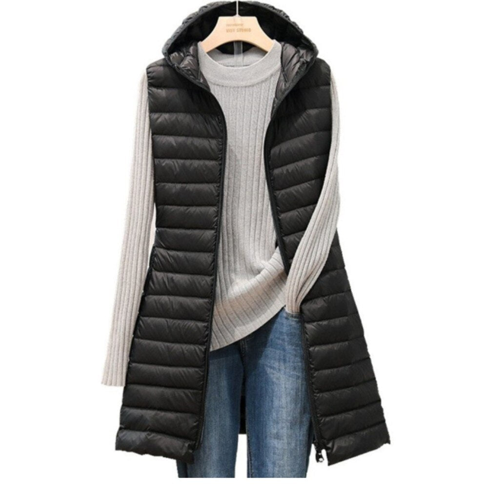 Women's Long Padded Hooded Winter Vest
