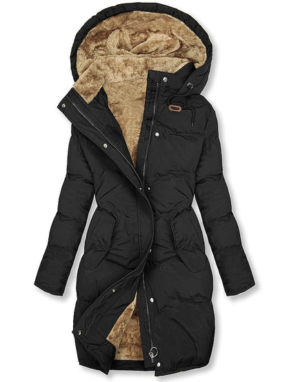 Women's Long Winter Coat Hooded Fleece Insulated