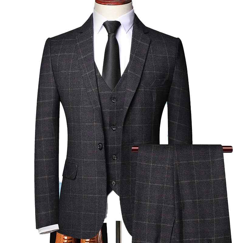Men's 3-Piece Suit Elegant Black