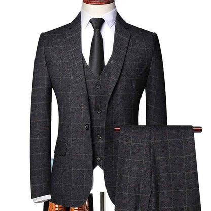 Men's 3-Piece Suit Elegant Black