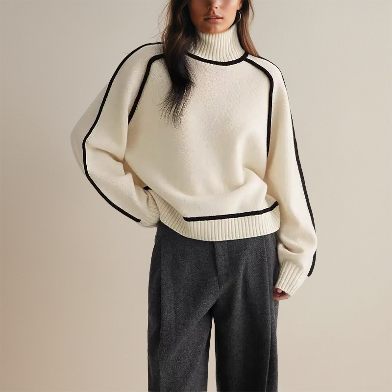 Damen Pullover Warm 3D Streifen Lässig - IdealeKleiden