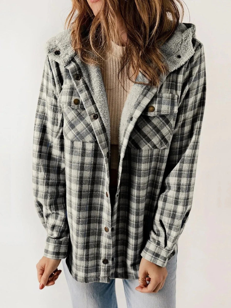 Women's Quilted Jacket Hood Modern Buttons