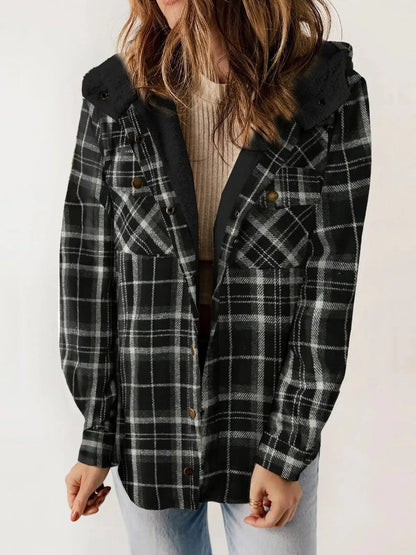 Women's Quilted Jacket Hood Modern Buttons