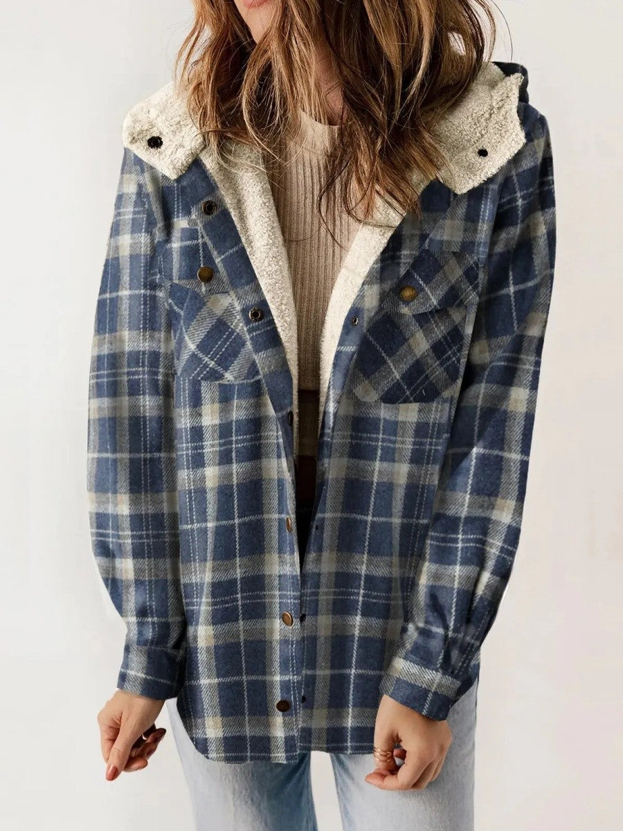 Women's Quilted Jacket Hood Modern Buttons