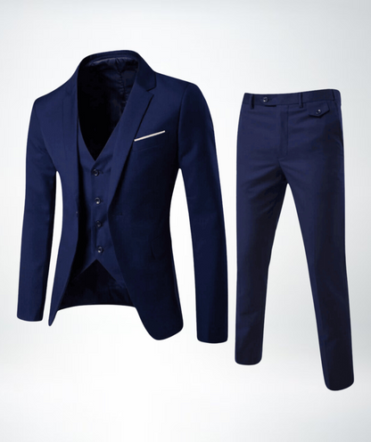 Elegant Dress Slim Fit Wool Blend Lapel Collar Three-piece