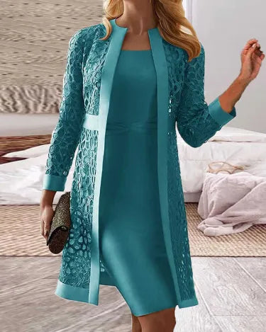 Elegant Women's Vest 2-Piece Lace Look