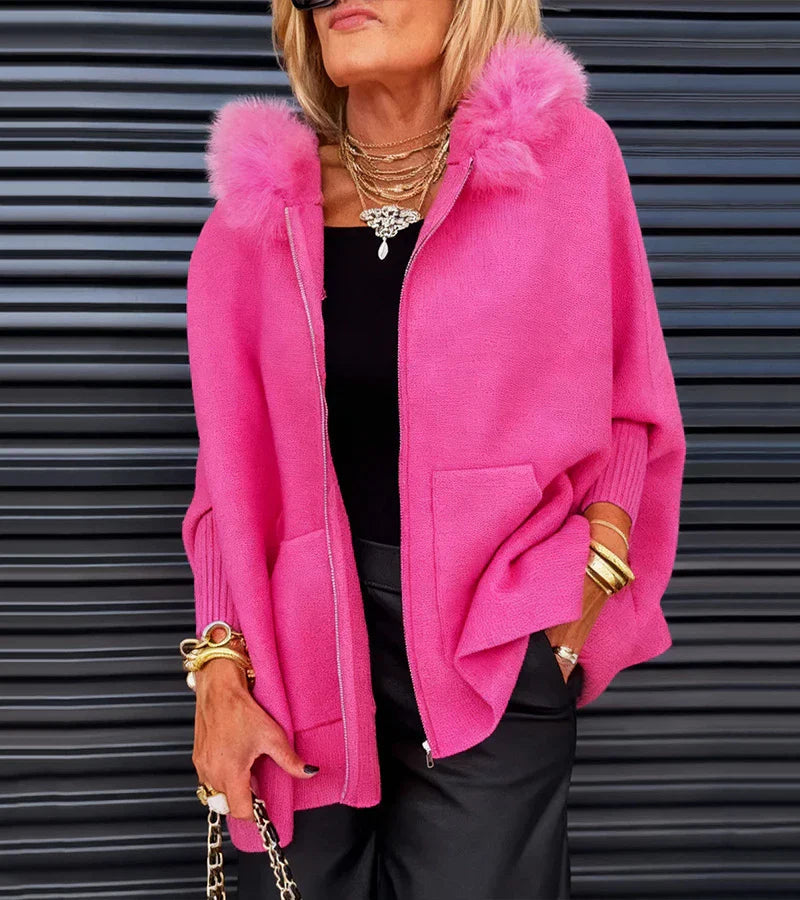 Stylish Kapuzenjacke Pelzverbrämung Elegance - IdealeKleiden
