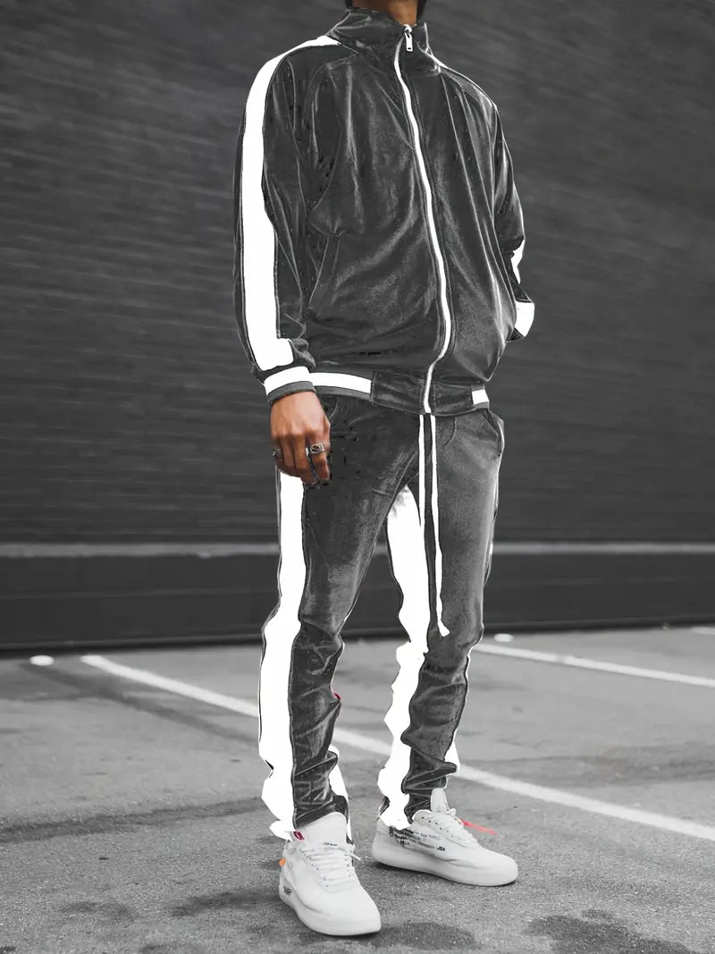 Men's Classic Velvet Tracksuit with Zipper