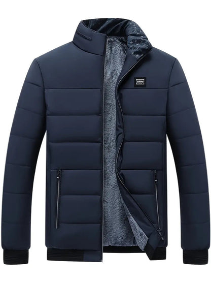 Fashionable Men's Winter Jacket Stand-Up Collar Velvet Lining