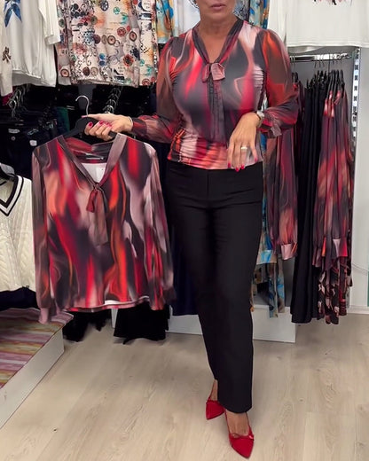 Elegant Women's Long Sleeve Floral Dress