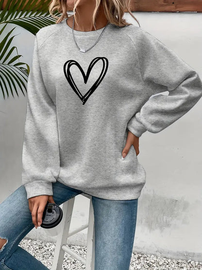 Elegant Sweater Heart Pattern Women