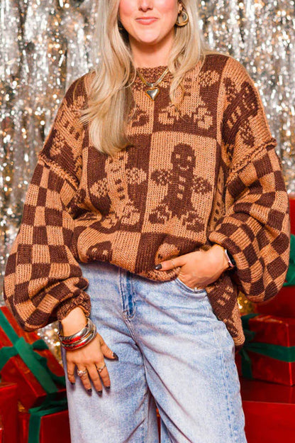 Santa Claus Sweater Loose Knit Round Neck Long Sleeve