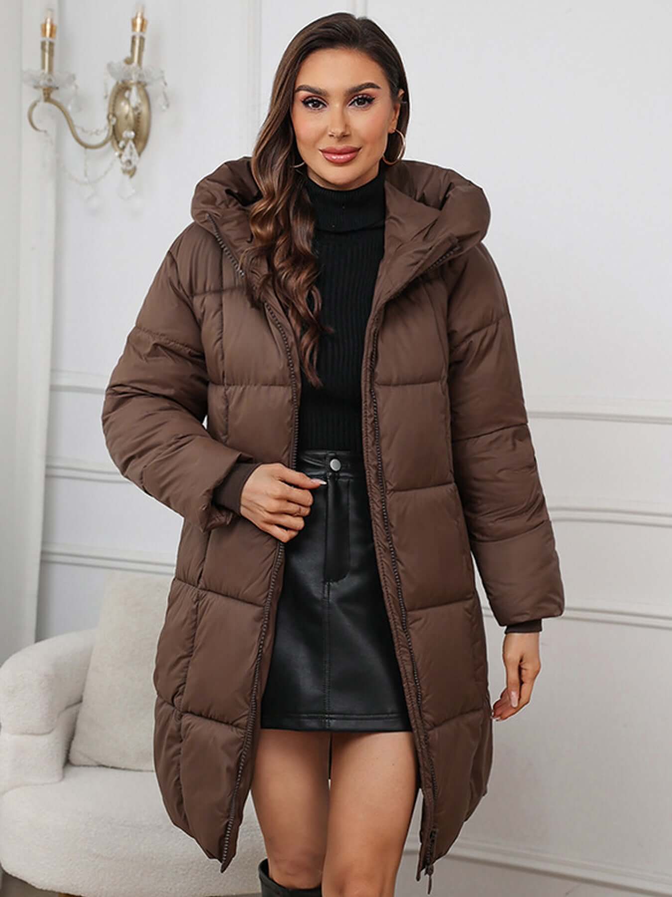 Frauen Winterparka Lang Kapuze Isoliert - IdealeKleiden