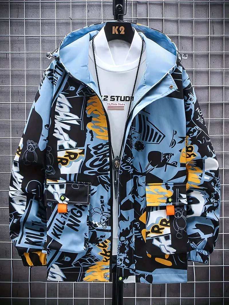Stilvolle Graffiti-Windjacke Herren Trend - IdealeKleiden