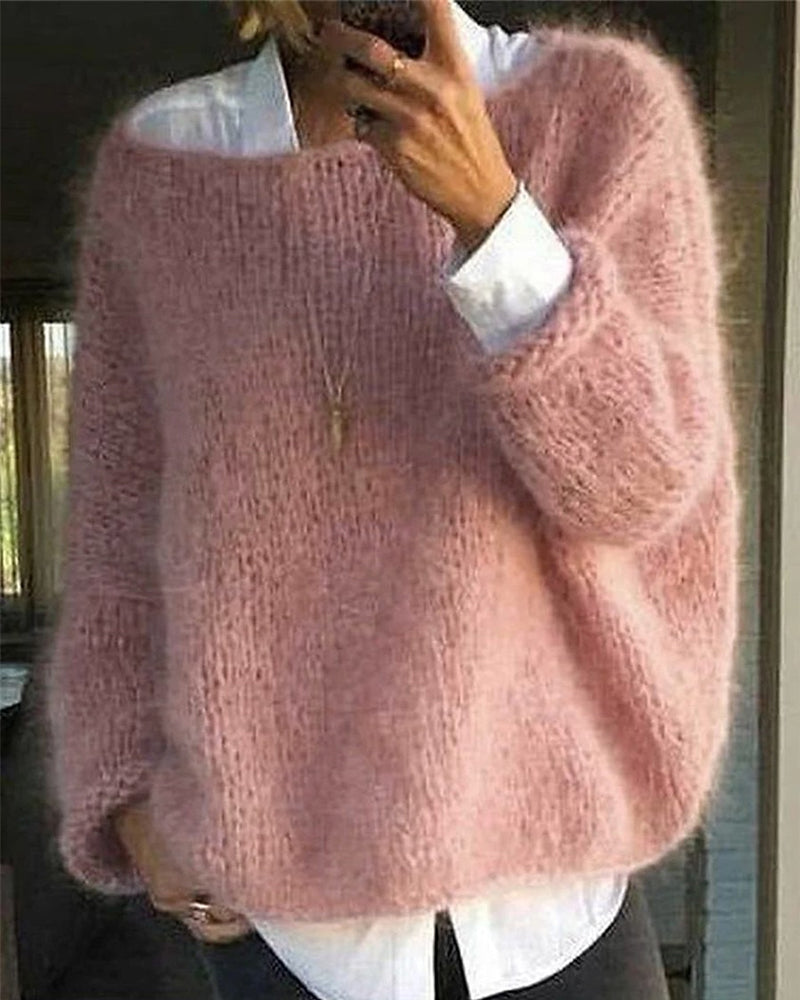 Stylish Sweater Colored Collar