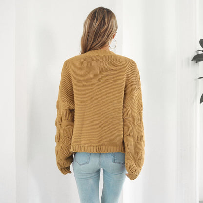 Strickjacke Damen Puffärmel Chic - IdealeKleiden