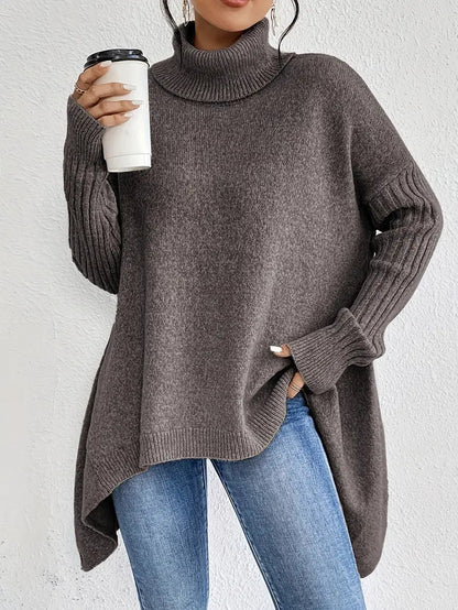 Bequemer Rollkragenpullover Lang Elegant
