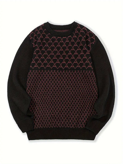 Men's Diamond Pattern Pullover Modern Gift