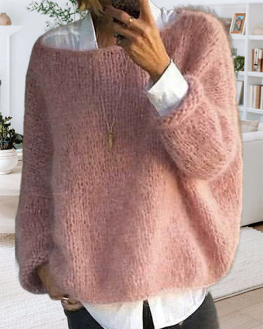 Stylischer Pullover Farbiger Kragen - IdealeKleiden