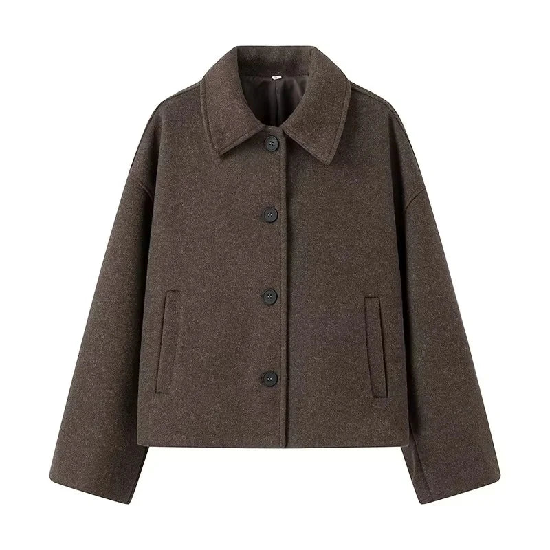 Men's Oversized Brown Jacket Lapel Collar Elegant