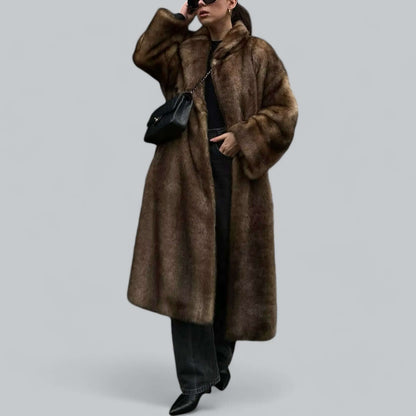 Elegant Long Faux Fur Trench Coat